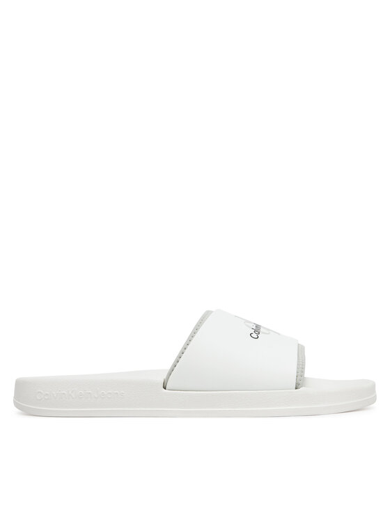 Calvin Klein Jeans Natikače Calvin Klein Jeans Slide Rubber Neoprene Monologo YM0YM00361 Bijela