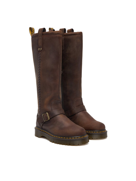 Dr. Martens Kozaki Dr. Martens ANISTONE KNEE HIGH CRAZY HORSE DM41871200 Brązowy