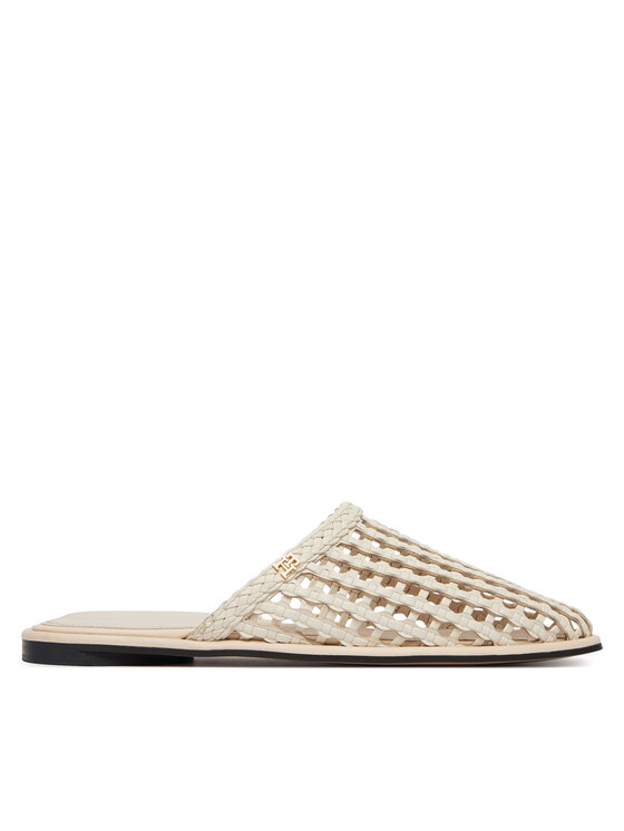 Tommy Hilfiger Papucs Tommy Hilfiger Hilfiger Leather Mix Flat Mule FW0FW09280 Krém
