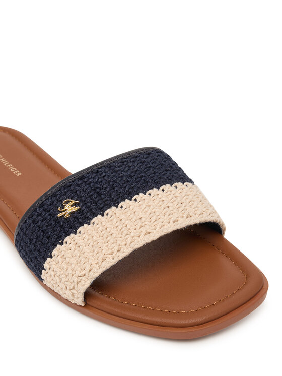 Tommy Hilfiger Papucs Tommy Hilfiger Flat Mule Crochet FW0FW09513 Sötétkék