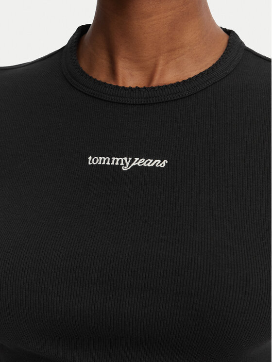 Tommy Jeans Tommy Jeans Camiseta Script Rib DW0DW22809 Negro Slim Fit