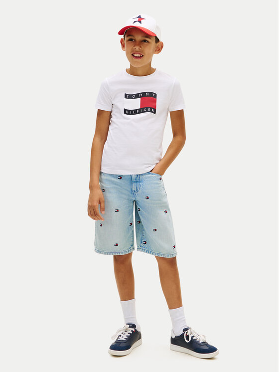 Tommy Hilfiger Tommy Hilfiger Camiseta Wavy Flag KB0KB10275 Blanco Regular Fit