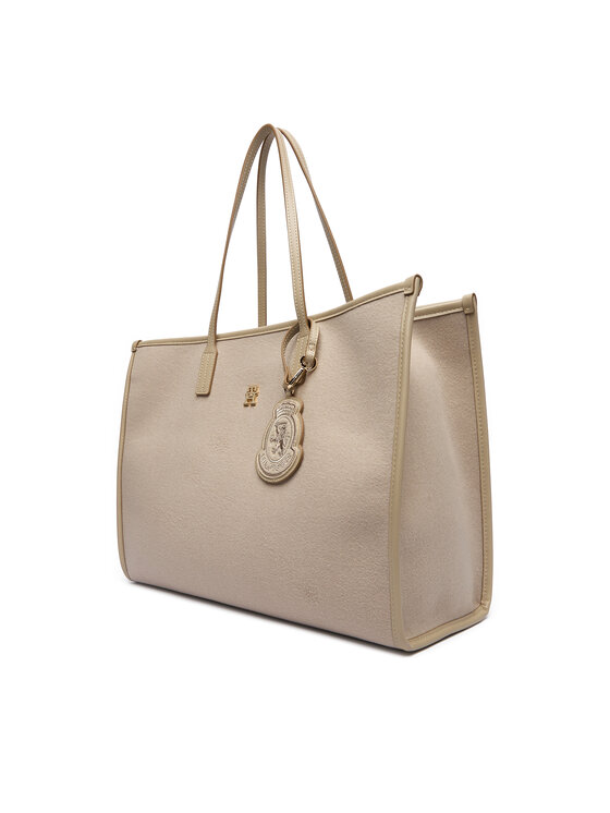 Tommy Hilfiger Kabelka Tommy Hilfiger Th City Large Tote Melton AW0AW18215 Béžová