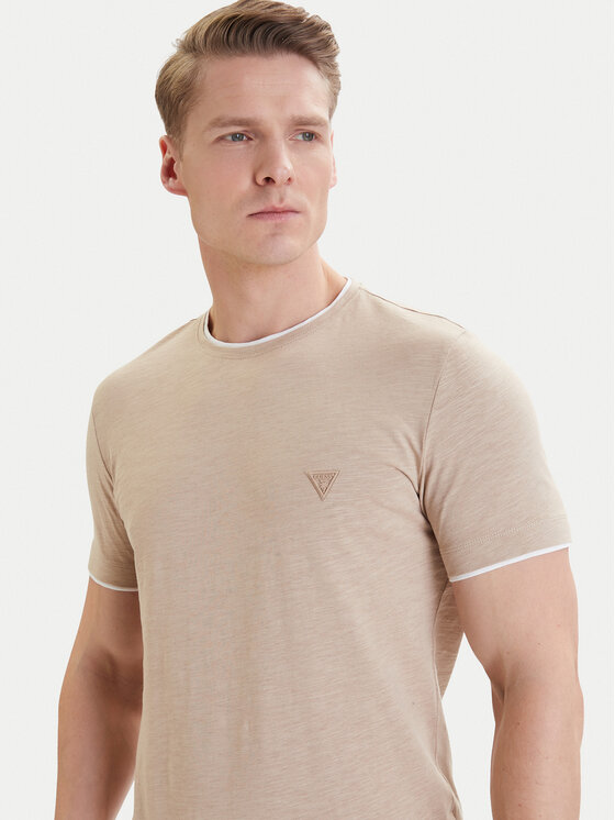 Guess Guess Póló F6GI06 K6XN4 Bézs Slim Fit