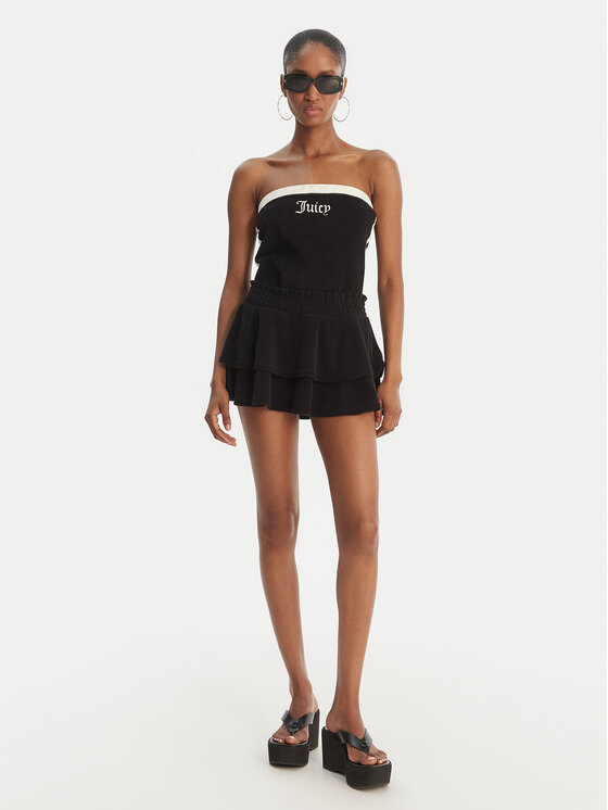 Juicy Couture Juicy Couture Miniszoknya Smocked Terry JCGGS126006 Fekete Regular Fit