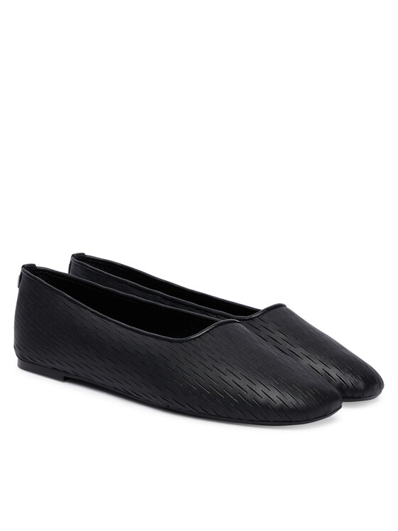 Calvin Klein Μπαλαρίνες Calvin Klein Oblique Ballerina Cut Lth HW0HW03033 Μαύρο