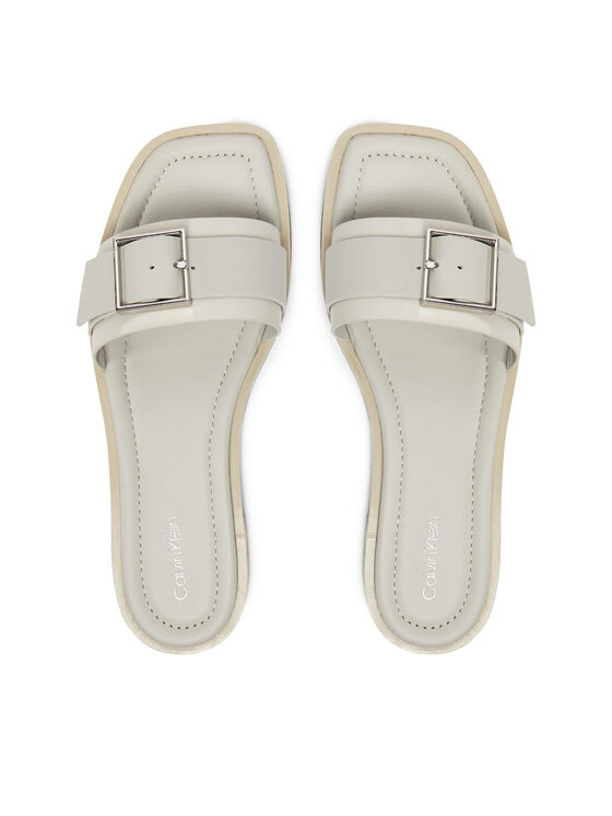 Calvin Klein Natikači Calvin Klein Flat Slide W/Buckle - Lth HW0HW02490 Siva