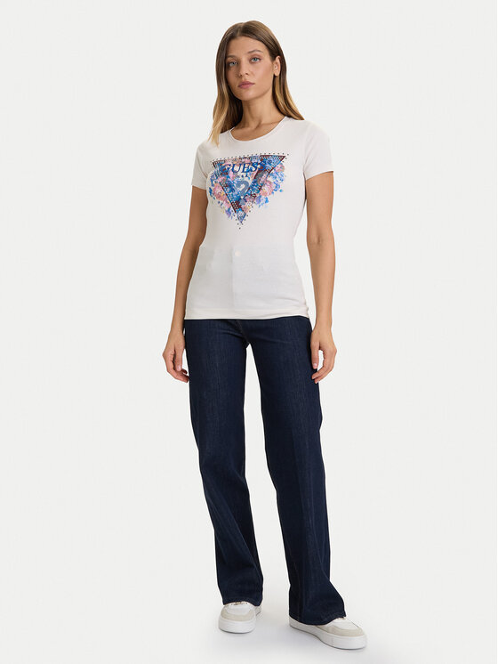 Guess Guess Camiseta W5BI29 J1314 Écru Slim Fit