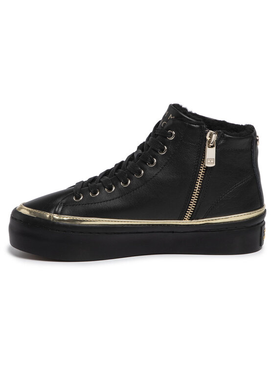 Tommy Hilfiger Сникърси Tommy Hilfiger Midcut Cosy Leather Sneaker FW0FW04536 Черен