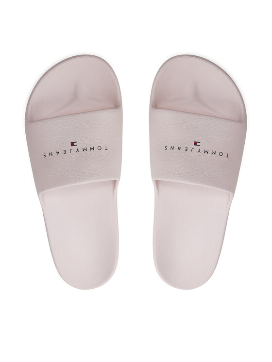 Tommy Jeans Παντόφλες Tommy Jeans Tjw Printed Pu Pool Slide EN0EN02693 Εκρού