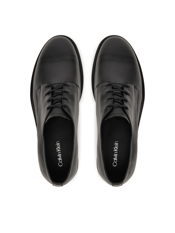 Calvin Klein Pusbačiai Calvin Klein Flex Dress Derby 4Holes Lth HM0HM01895 Juoda