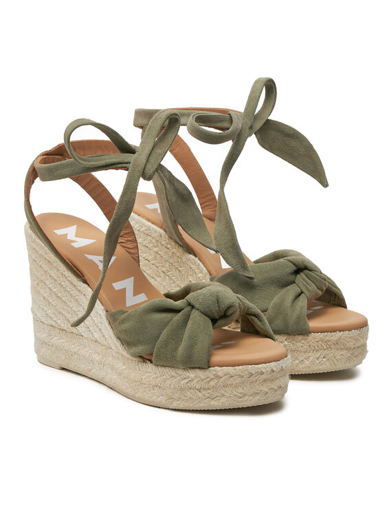 Manebi Espadrilles Manebi Hamptons Wedge Espadrilles With Knot W 0.1 WS Zöld