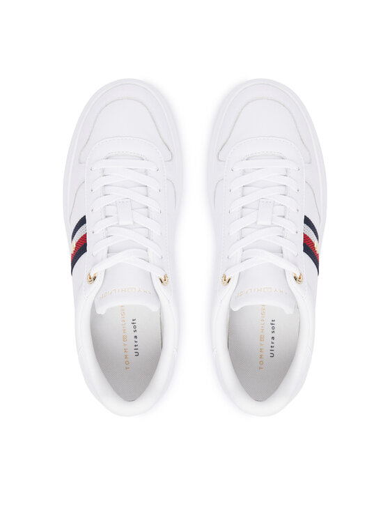 Tommy Hilfiger Sneakers Tommy Hilfiger Icon Court Light Webbing FW0FW09602 Alb