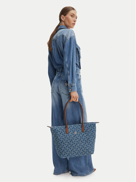 Tommy Hilfiger Táska Tommy Hilfiger Popette Tote Denim Flag AW0AW18613 Kék