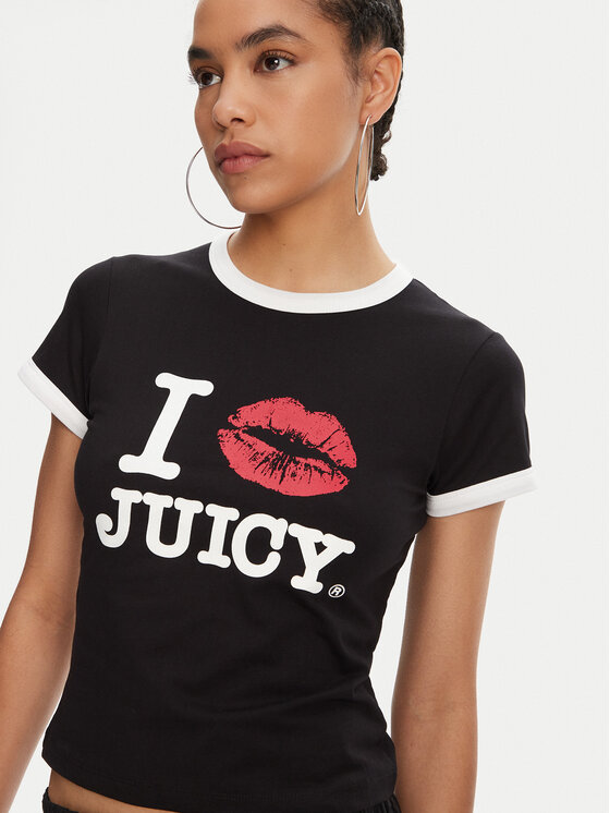 Juicy Couture Juicy Couture Футболка I Kiss JCWCT125318 Чорний Slim Fit