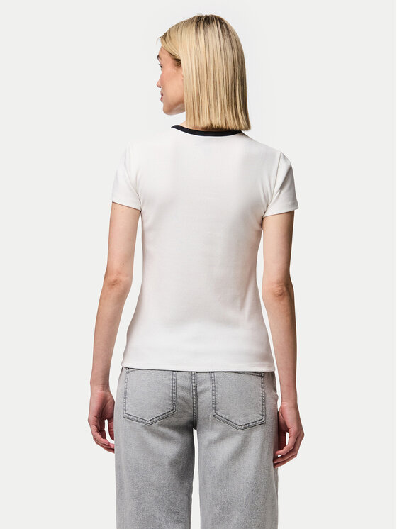 Pieces Pieces Camiseta May 17154483 Blanco Slim Fit