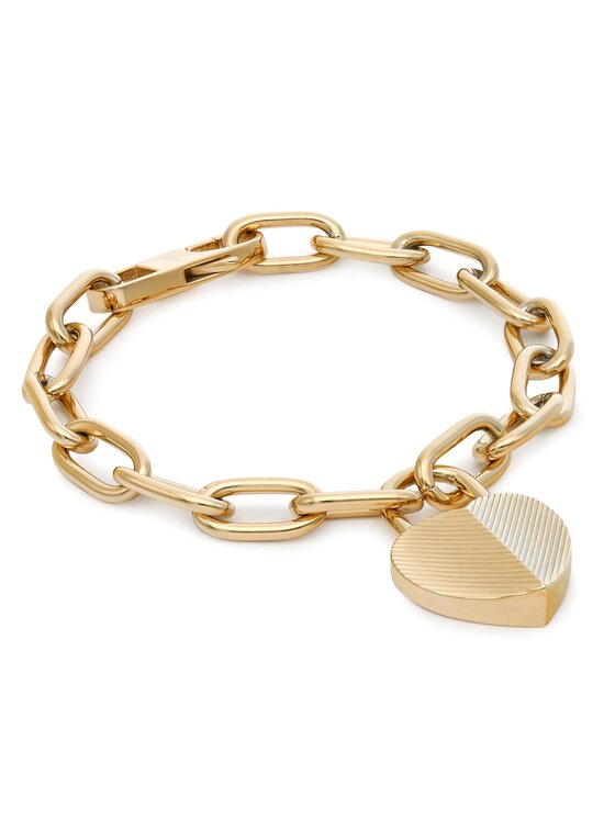 Fossil Bransoletka Fossil Harlow Linear Texture Heart JF04658710 Złoty