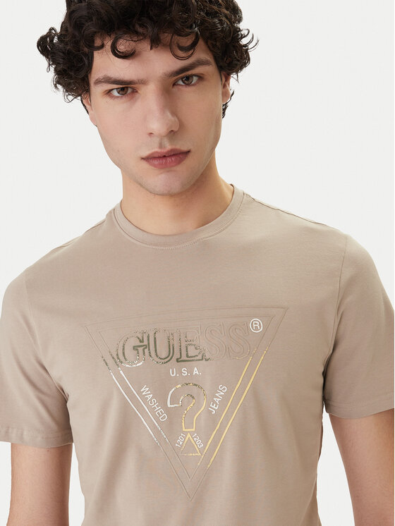 Guess Guess Póló M6GI11 K2992 Bézs Slim Fit