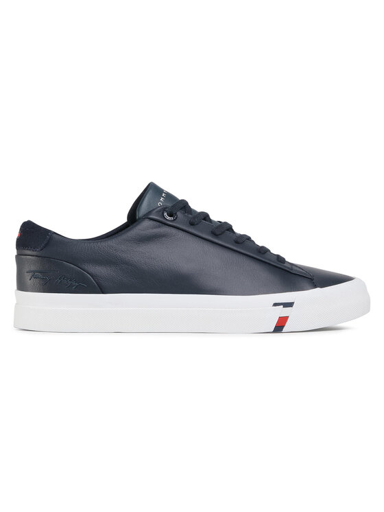 Tommy Hilfiger Superge Tommy Hilfiger Corporate Leather Sneaker FM0FM02983 Mornarsko modra