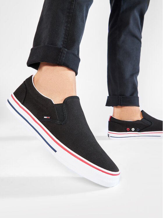 Tommy Jeans Zapatillas de tenis Tommy Jeans Textile Slip On EM0EM00002 Negro
