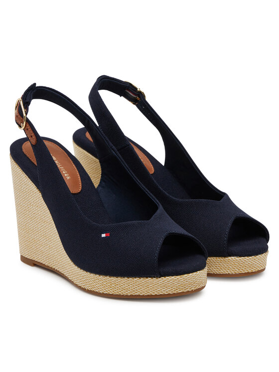 Tommy Hilfiger Espadrile Tommy Hilfiger Flag High Wedge Espad Slingback FW0FW08597 Tamnoplava
