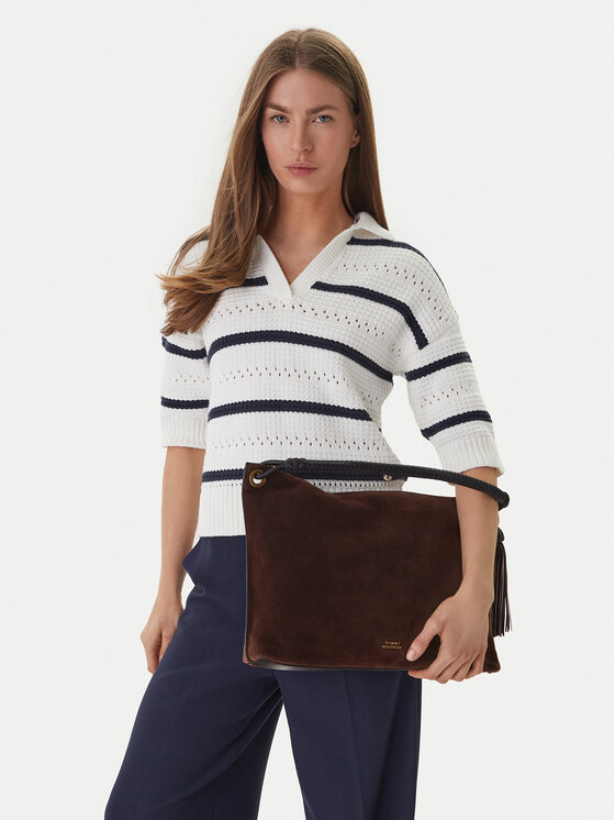 Tommy Hilfiger Borsetta Tommy Hilfiger Th Statement Leather Bag Suede AW0AW18402 Marrone