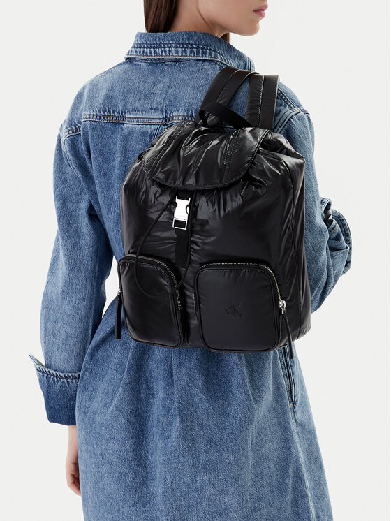 Calvin Klein Mochila Calvin Klein Pocket Nylon Flap Backpack LV04F3406G Negro