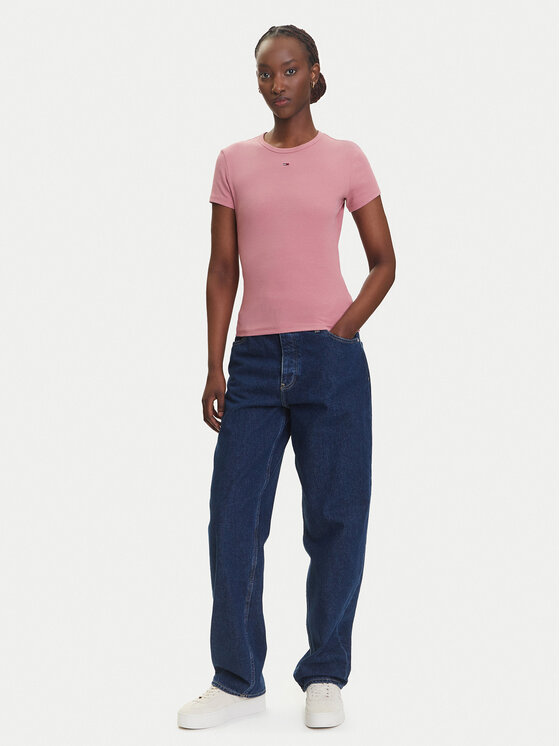 Tommy Jeans Tommy Jeans Majica Essential DW0DW17383 Roza Slim Fit