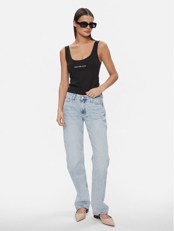 Calvin Klein Jeans Calvin Klein Jeans Top Institutional J20J221064 Crna Slim Fit