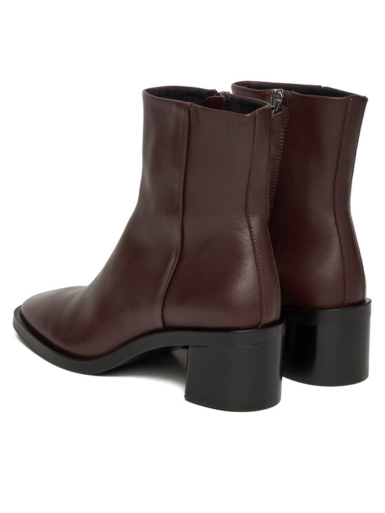 Calvin Klein Īsie zābaki Calvin Klein Block Heel Zip Boot Lth HW0HW02593 Bordo