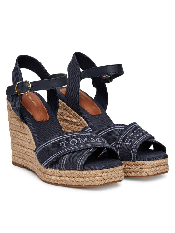 Tommy Hilfiger Espadrilės Tommy Hilfiger Tommy Hilfiger Espad High Wedge FW0FW08668 Tamsiai mėlyna