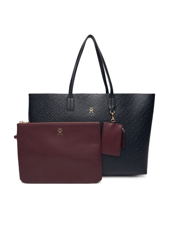 Tommy Hilfiger Kabelka Tommy Hilfiger Th Icon Tote Mono AW0AW18174 Tmavomodrá