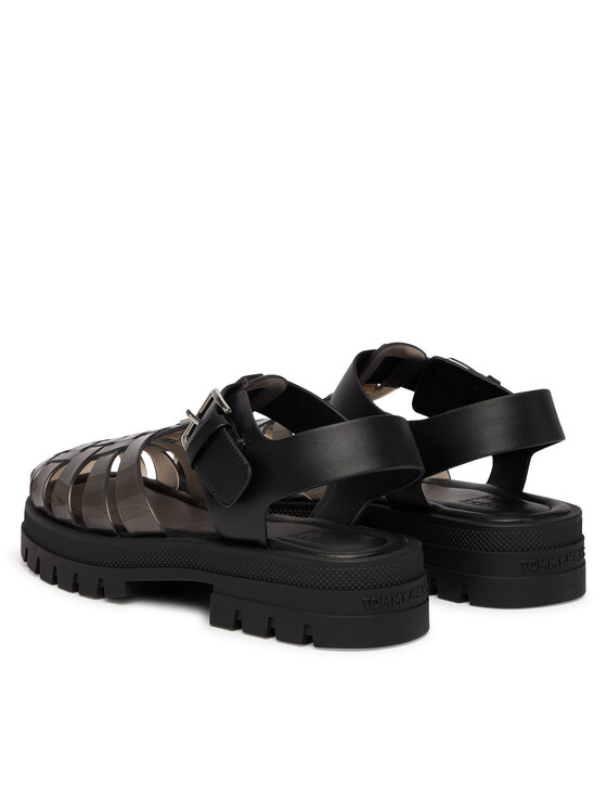 Tommy Jeans Sandali Tommy Jeans Jelly Chunky Cleat Fisherman EN02949 Črna
