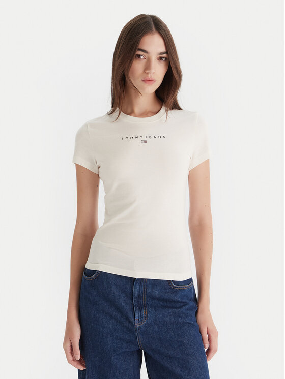 Tommy Jeans Tommy Jeans Camiseta Bling Linear DW0DW21550 Blanco Slim Fit