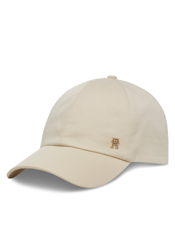 Tommy Hilfiger Cepure ar nagu Tommy Hilfiger Elevated Chic Soft Cap AW0AW17138 Écru