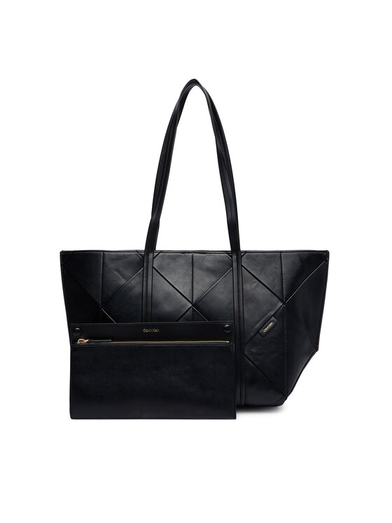 Calvin Klein Ročna torba Calvin Klein Woven Medium Carryall LV04F3548G Črna