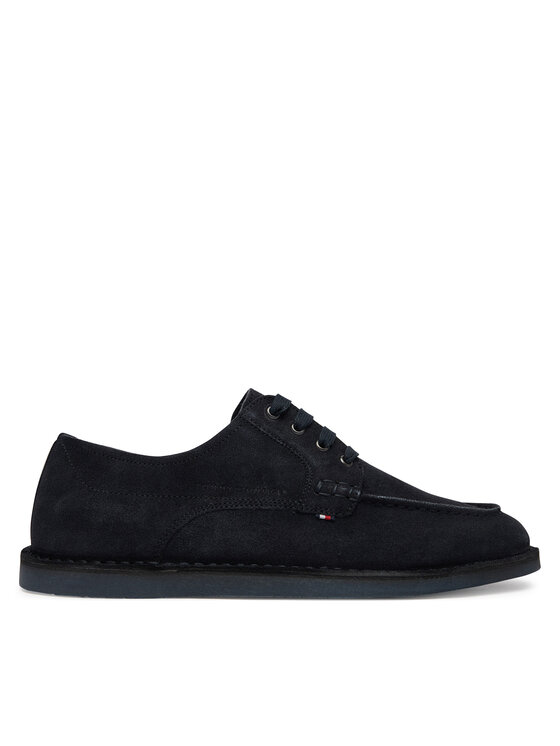 Tommy Hilfiger Pusbačiai Tommy Hilfiger Stitchdown Suede Derby FM0FM05841 Tamsiai mėlyna