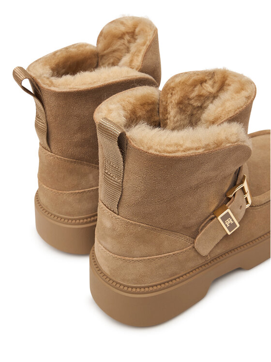 Tommy Hilfiger Апрески Tommy Hilfiger Th Buckle Shearling Snow Boot FW0FW09687 Бежов