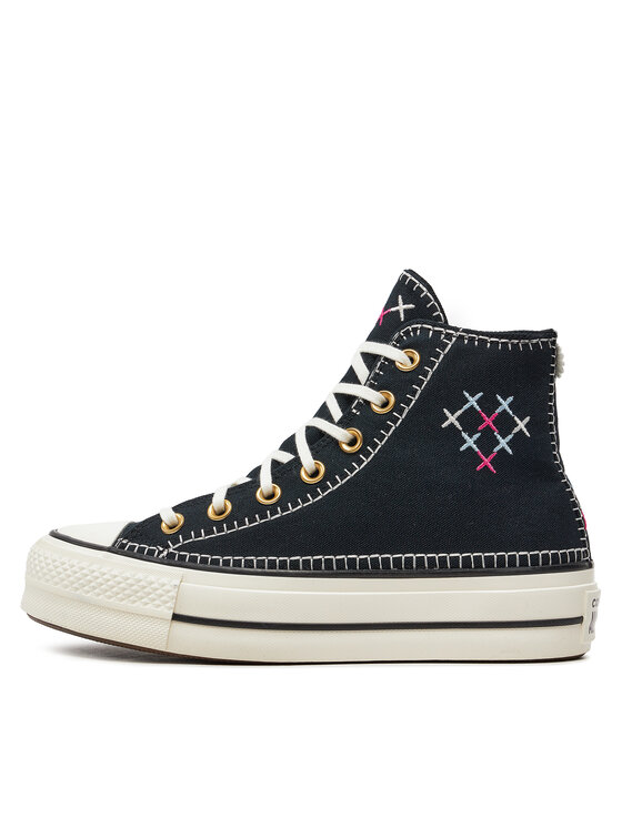Converse Kedas Converse Chuck Taylor All Star Lift Crafted Stitching Platform Hi A08731C Melns