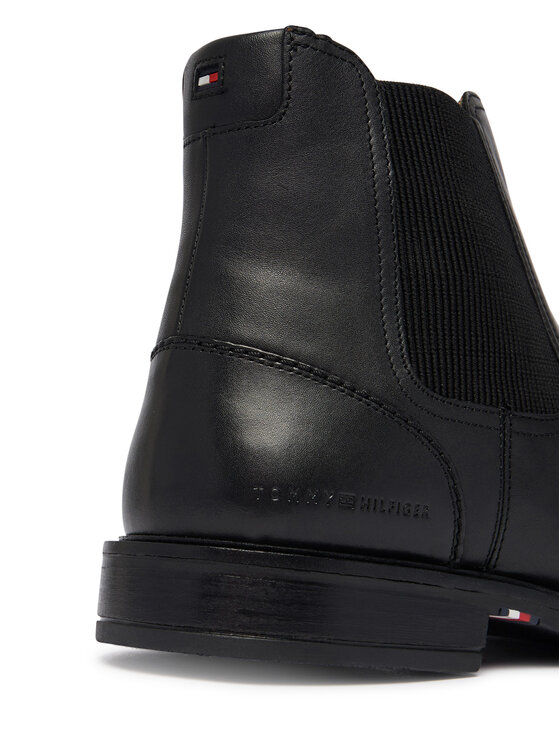 Tommy Hilfiger Sztyblety Tommy Hilfiger Corporate Dressy Lth Chelsea FM0FM05935 Czarny