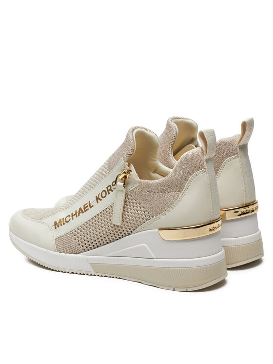 MICHAEL Michael Kors Снікерcи MICHAEL Michael Kors Wills Metallic Stretch Knit Trainer 43S3WIFS4D Бежевий