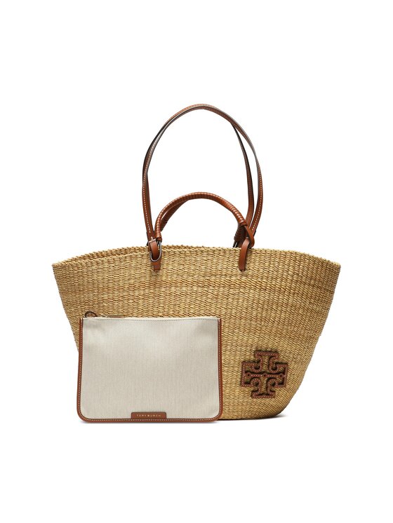 Tory Burch Τσάντα Tory Burch Ella Straw Basket Tote 135740 Μπεζ