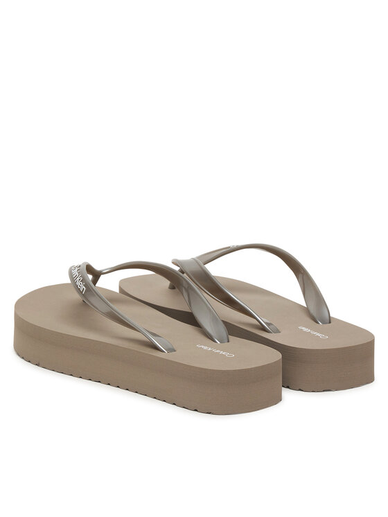 Calvin Klein Šlepetės per pirštą Calvin Klein Flatform Flip Flop Met Tpu HW0HW03120 Auksinė