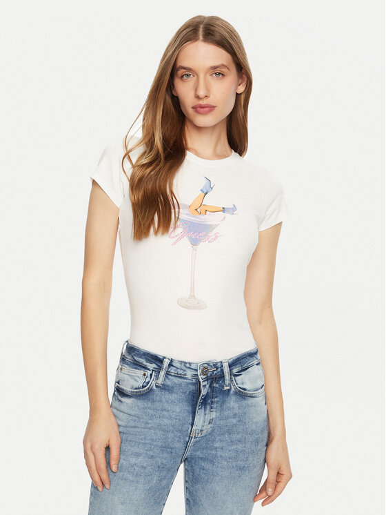 Guess Guess Футболка W5RI29 KA0Q1 Білий Regular Fit