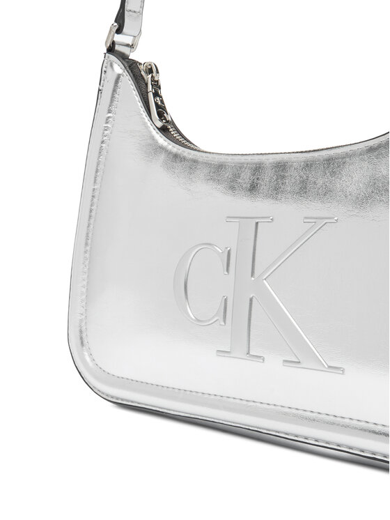 Calvin Klein Torebka Calvin Klein Bold Ck Metallic Shoulder Bag LV04F3332G Srebrny