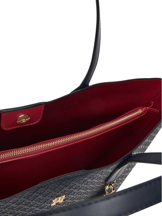 Tommy Hilfiger Geantă Tommy Hilfiger Th Icon Tote Mono AW0AW19004 Bleumarin