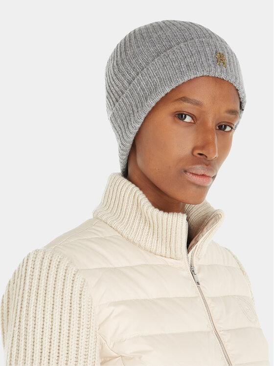 Tommy Hilfiger Čepice Tommy Hilfiger Cashmere Chic Beanie AW0AW15321 Šedá