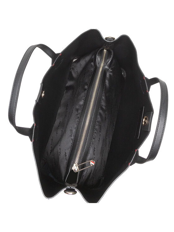 Tommy Hilfiger Ročna torba Tommy Hilfiger Iconic Tommy Satchel Sign AW0AW11103 Črna