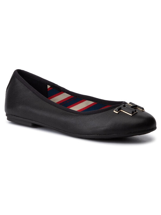Tommy Hilfiger Balerīnas Tommy Hilfiger Essential Leather Ballerina FW0FW04316 Melns