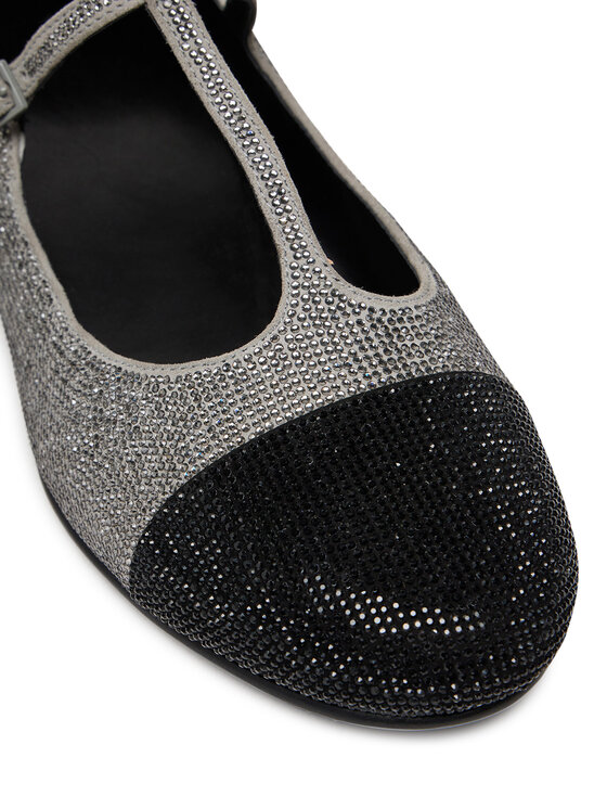 Tory Burch Baleríny Tory Burch Cap-Toe T-Strap Pave Heeled 159830 Strieborná